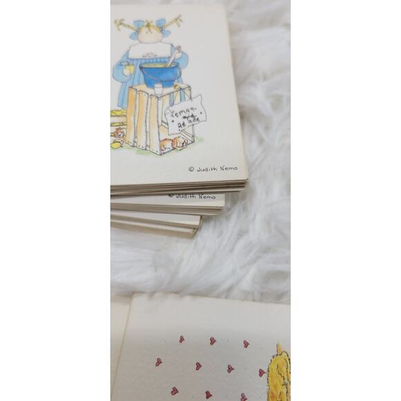 Vintage 1989 Judith Nemo Mama's Little Dumplings Set of 59 Mini Blank Cards - Picture 5 of 8